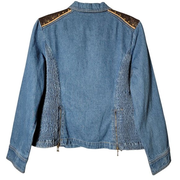 Vintage Nancy Bolen City Girl Smocked Denim Cowgirl Rodeo Western Jacket Size 12 - Picture 5 of 11